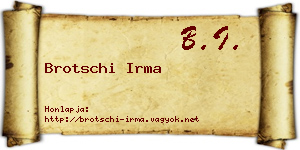 Brotschi Irma névjegykártya